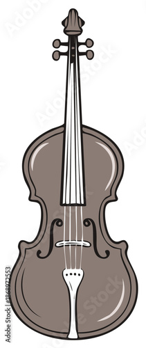 Stylized classical string instrument elegant brown violin vector illustration