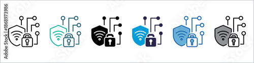 Cyber Security Single Icon Set Multistyle