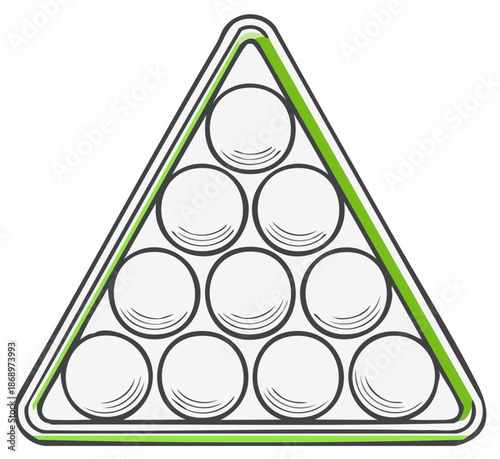Pool Balls Arranged in Triangle Rack Illustration for Game Start or Sports Theme Vector