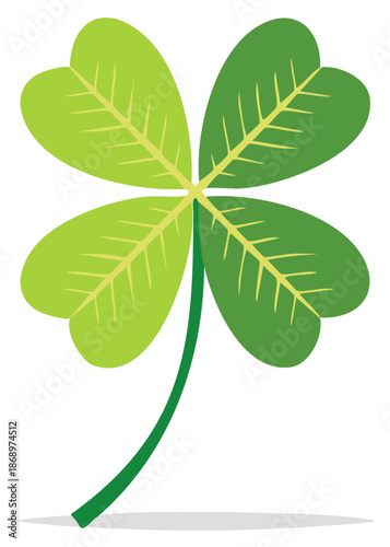 Vibrant green four-leaf clover illustration symbolizing luck and good fortune.