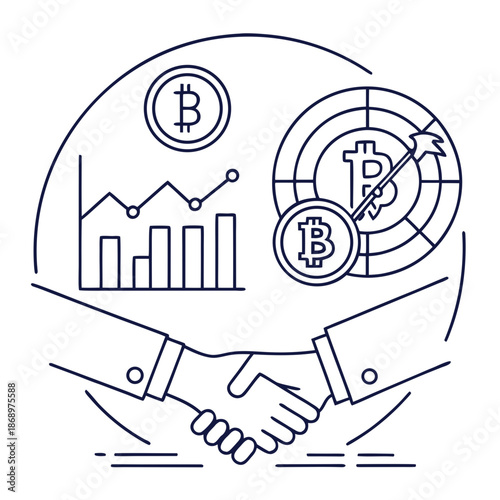 Cryptocurrency Trading Icon - Line Vector for Digital Finance