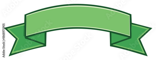 Curved Green Ribbon Banner with Space for Text or Graphics for Promotions and Designs