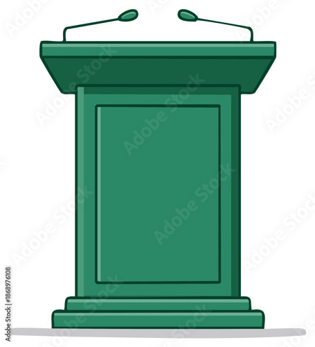 Green Podium with Microphones Illustration Lecture Speaking Engagement Presentation