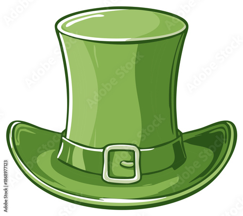 Vibrant green top hat with shiny buckle a festive illustration for celebrations and holidays
