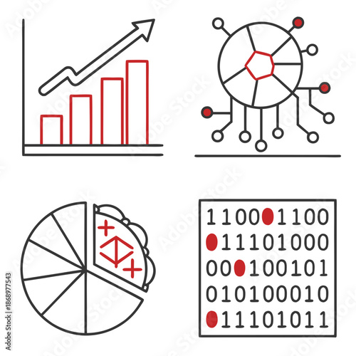 Flat Vector Icons: Data Science Set - Analytics Graphics