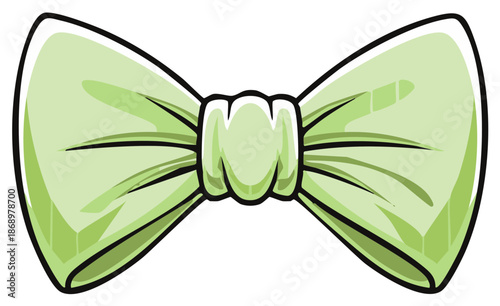 Classic light green bow tie illustration with bold outline. Elegant men's fashion accessory.