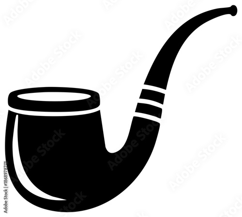 Classic Tobacco Pipe Icon Silhouette Smoking Device Symbol for Traditional Relaxation Hobby