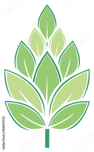 Stylish green hops cone, organic beer ingredient graphic vector isolated illustration