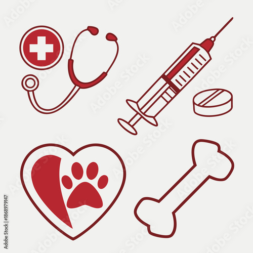 Animal Health and Veterinary Service Flat Icon Collection