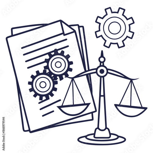 Legal Document Automation Line Icon Vector Graphic