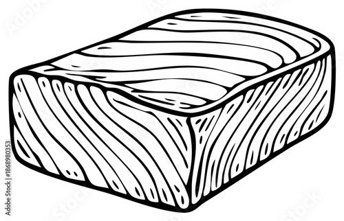Vector line art illustration of a raw fish fillet fresh seafood ingredient