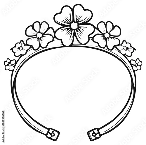 Elegant Floral Tiara Outline Illustration for Princess, Wedding, and Celebration Designs