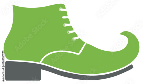 Stylized Elf Shoe Boot with Pointed Toe and Laces in Green Color