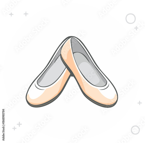 Cute Light Pink Ballet Flats Cartoon Style Vector Illustration Elegant Comfortable Women's Footwear