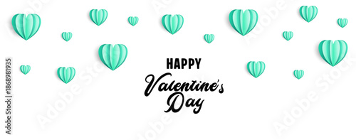 Valentines Day message with paper hearts. flat lay