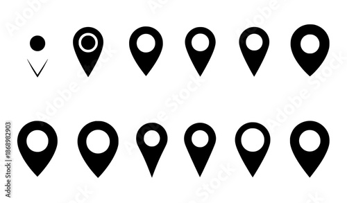 Filled map pin icon set flat GPS location markers vector illustration for mobile and map apps
