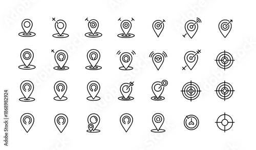 Outline map pin and GPS location concept icon set flat vector illustration for UI and dashboards
