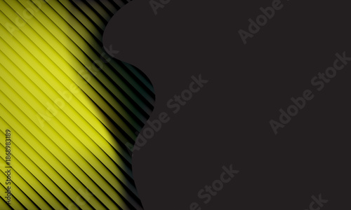 yellow glass texture with dark background ripple pattern and smooth light distortion. Wavy abstract flow, futuristic blur effect, reeded vertical displacement. Vector illustration