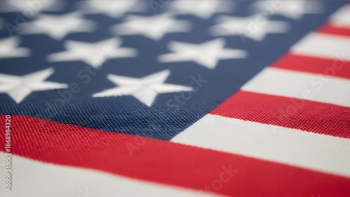 USA Patriotism: Macro American Flag Texture with Stars and Red Stripes