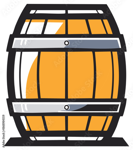 Classic wooden barrel illustration for aging beverages or storage concepts