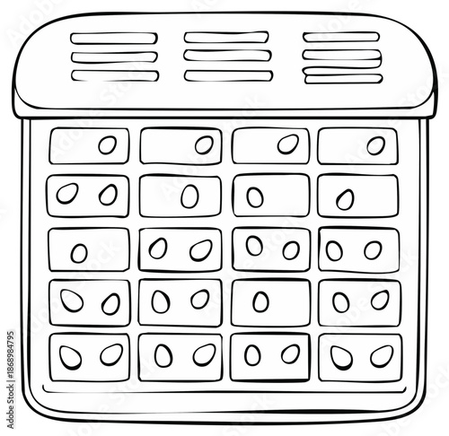 Vintage toy xylophone with rectangular keys and ventilation slots