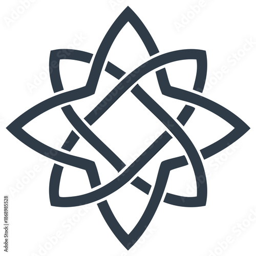 Eight pointed star interlaced knotted shape decoration emblem symbol design