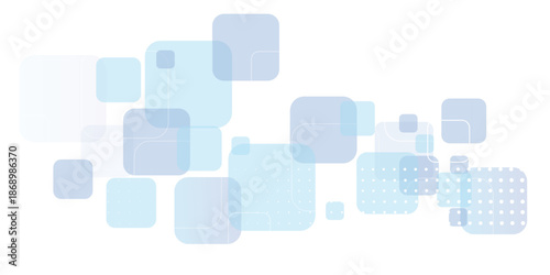 Abstract blue squares background. Modern futuristic blue geometric square shape overlapping layer on white background.