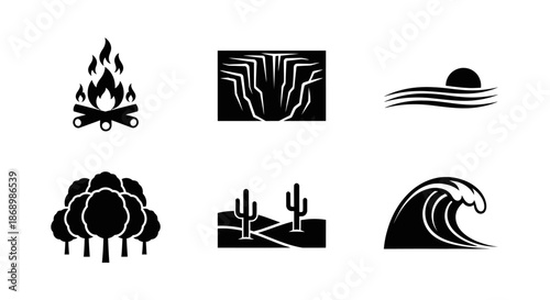 Outdoor Adventure, Nature Elements, Scenic Landscape, Vector Graphics Design