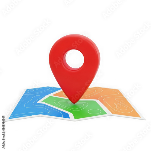 Red location pin on colorful map sections Free Download Red location pin on colorful map sections - GFXLoad