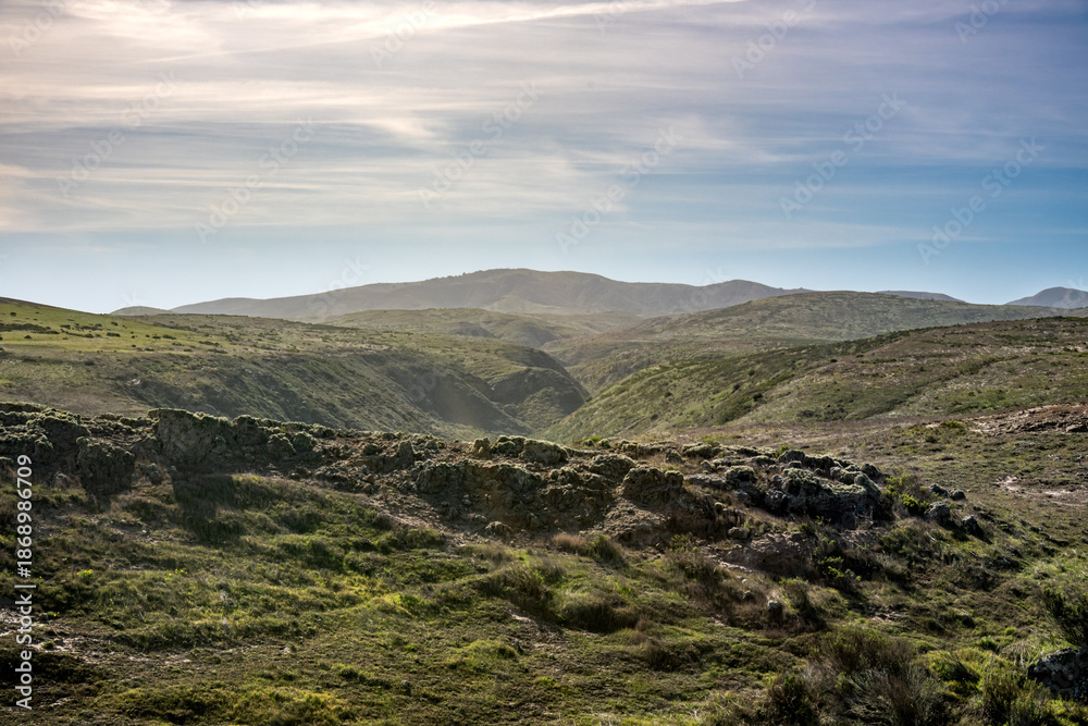 Fototapeta premium Layers Of Rolling HIlls Lead Up