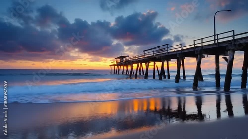 Wallpaper Mural Serene pier at sunset with calm waters and vibrant sky reflections Torontodigital.ca