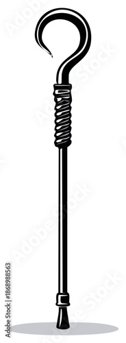 Elegant Cane with Hooked Handle for Support and Style Vintage Walking Aid Accessory