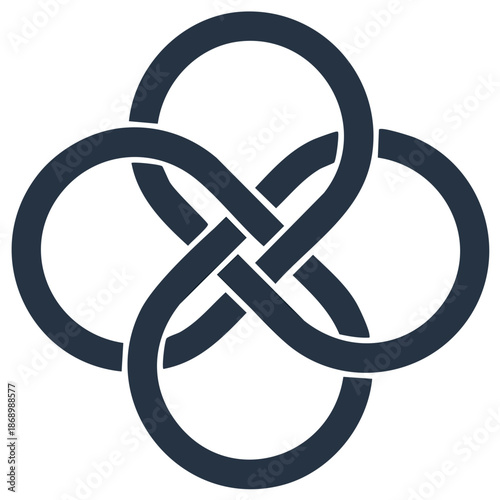 Four Circles Interlocking Symbol Knot Design in Simple Style Vector Graphic