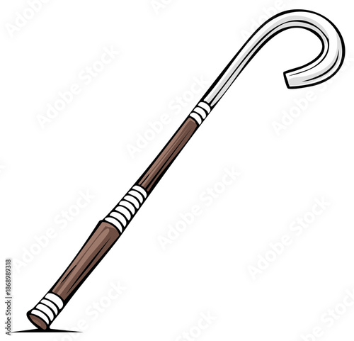 Cartoon Shepherd Crook Ancient Staff Illustration Vector
