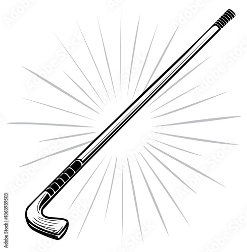Retro Hockey Stick Icon with Burst Design Element