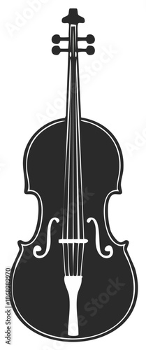 Elegant Violin Graphic Illustration Classic Stringed Instrument Silhouette Icon