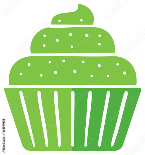Whimsical Green Cupcake Illustration with Sprinkles - Fun Confection Design