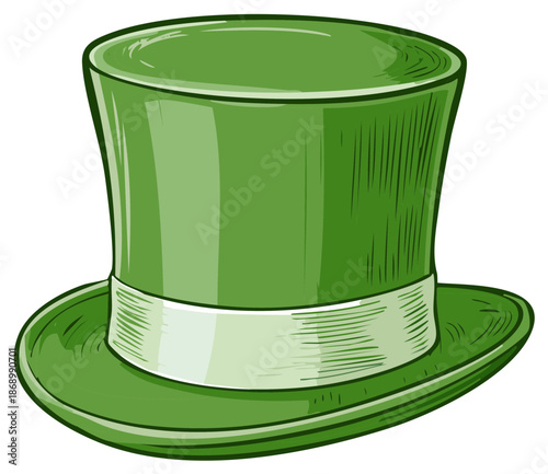 Festive green top hat illustration celebrating St Patricks Day and Irish luck