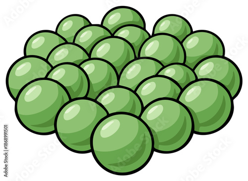 Vibrant Stack of Fresh Green Peas Cartoon Style Illustration Healthy Vegetable Food