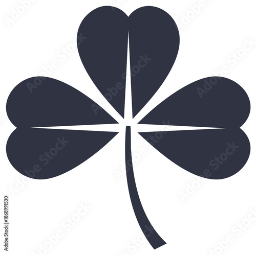Stylized shamrock symbol in dark blue silhouette, representing luck and Irish heritage.