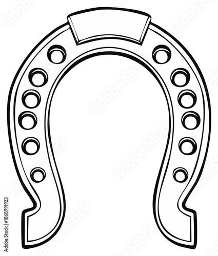 Lucky Horseshoe Outline Illustration Traditional Symbol of Good Fortune and Protection