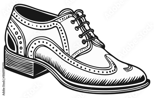 Stylish mens formal dress shoe detailed wingtip brogue design with laces and classic perforations