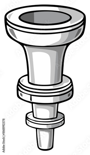 Stylized cartoon drawing of a single golf tee in black and white, sports equipment illustration.