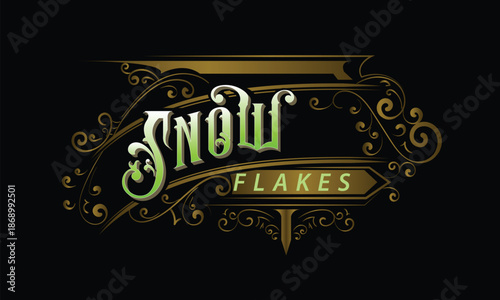 SNOW FLAKES lettering custom style design