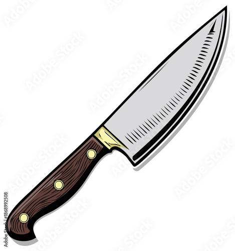 Professional Chef's Knife with Wooden Handle for Food Preparation and Culinary Arts