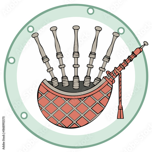 Traditional Bagpipes Musical Instrument Vector Illustration