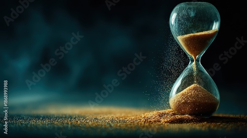 Philosophical and Educational Visual on Time, Cracked Hourglass as a Visual Metaphor for Transience, Eternity and Fragility