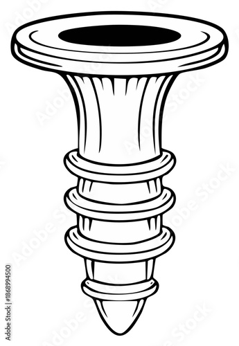 Wall anchor illustration. Screw-in self-drilling anchor for drywall. Handyman tool, fixing element.