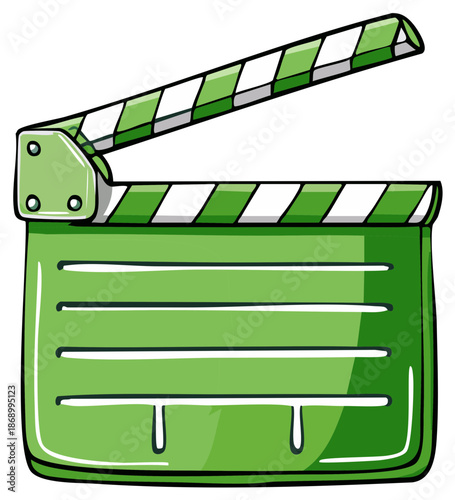 Cartoon film clapperboard illustration. Movie making, filmmaking, cinema, and video production concept.