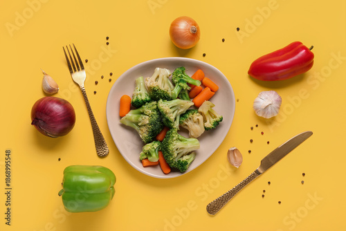 Plate with stewed broccoli ...